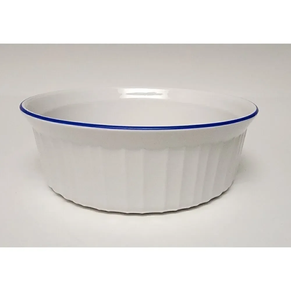 BIA Blanc De Table/Corningware Vintage Casserole Dish W/ Cobalt Blue Trim 9PCS